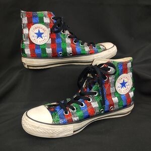 Converse Checkerboard Metallic Multicolor High Top Retro Sneaker 7/8